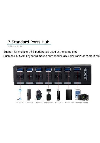 7 Port Usb 3.0 2.0 Hub Anahtarlı Çoklayıcı Çoğaltıcı Switch
