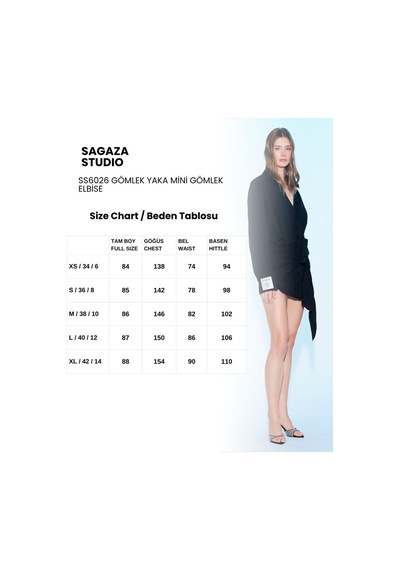 Sagaza Studio Ss6026 Mini Gömlek Elbise Siyah