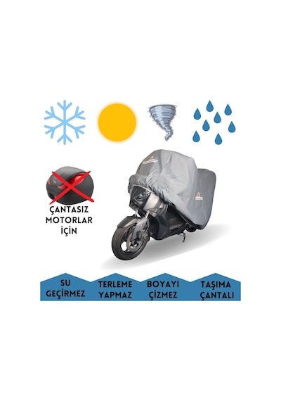 Rks A250 Uyumlu Arka Çantasız Motorlar İçin Brandası Su Geçirmez Motosiklet Örtüsü