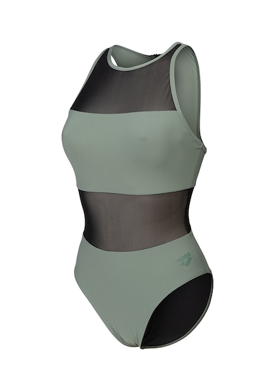 Arena Mesh Panels Swimsuit Vent Back Kadın Gri Yüzücü Mayosu 006658600 1666957 Gri
