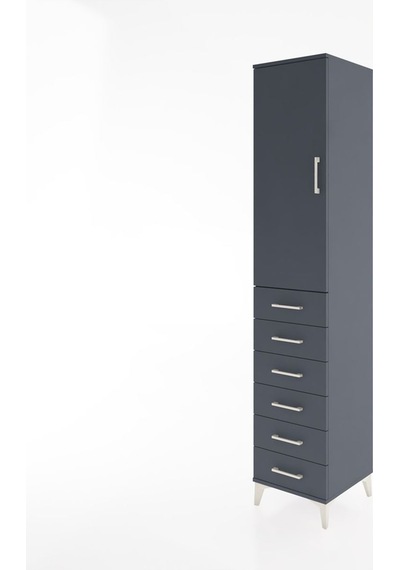 Hyperion Dolap 2 Raflı 6 Çekmeceli Tek Askılı 44x44x221 Antra... Antrasit
