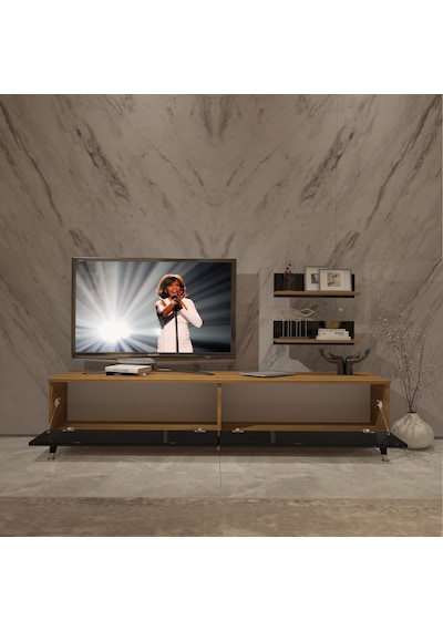 Decoraktiv Eko 4 Mdf Std Gold Tv Ünitesi Tv Sehpası Pera - Siyah