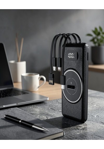 10000mah Dijital Göstergeli Usb-c Ve Kablosuz Şarjlı Powerbank Çok Renkli