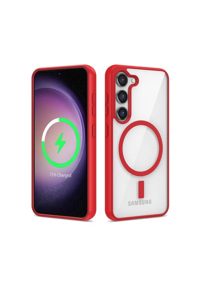 Zore Galaxy S23 Uyumlu Magsafe Wireless Şarj Özellikli Silikon Nvth Ege Kılıf-kırmızı