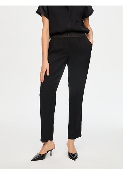 Faik Sönmez Beli Lastikli Comfort Fit Krep Pantolon S26pnt022 Us26pnt02210 Siyah
