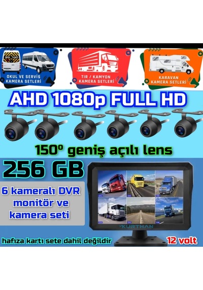 Ahd 1080p 10'' Dvr Monitör 6 Adet Ahd 1080p Kelebek Kamera Seti
