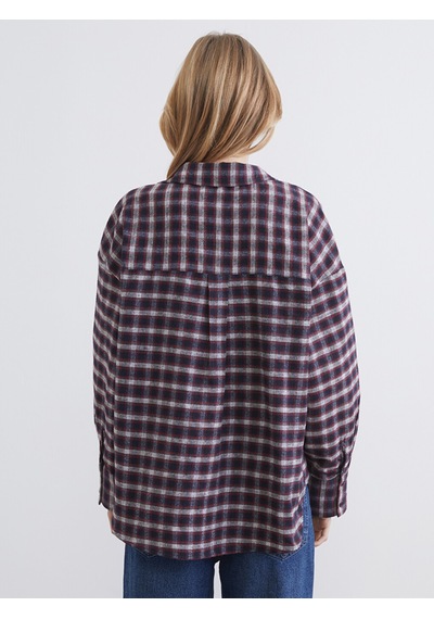 Lcw Vision Kırmızı Ekose Oversize Kadın Oduncu Gömlek