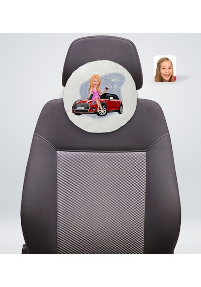 Kişiye Özel Plakalı Kadın Mini Cooper Karikatürlü Yuvarlak Araç K