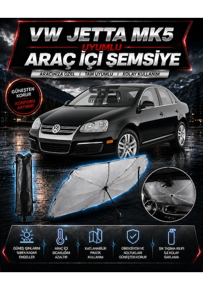 Volksvogen Jetta Mk5 Araç Ön Cam Güneşliği Katlanabilir Şemsiye Oto Güneşlik Uv Korumalı Gölgelik Araba Oto Şemsiyesi