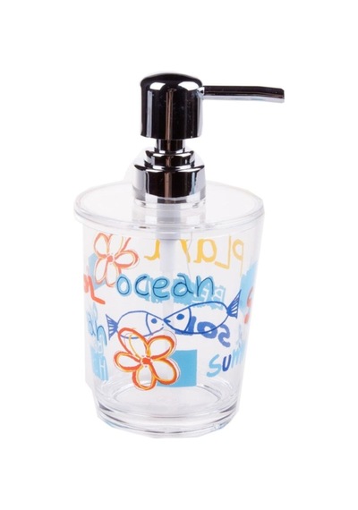 Buççin Online Mağaza Sıvı Sabunluk Deniz Desen Akrilik 8x8x16cm 350ml Cam Mavi Çok Renkli