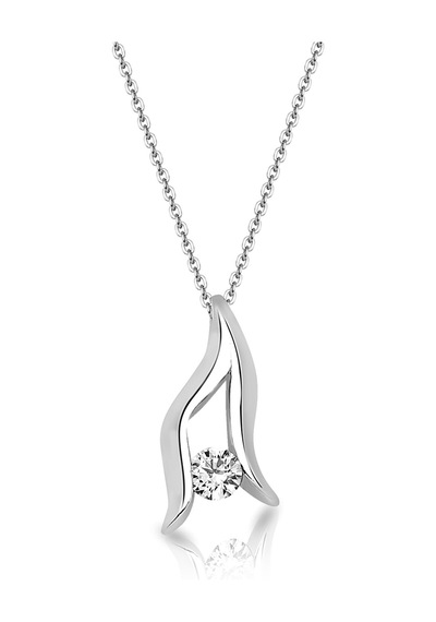 Kuyumcudukkani Zirconia Taşlı"leaf"kolye - 32105-w-w Beyaz
