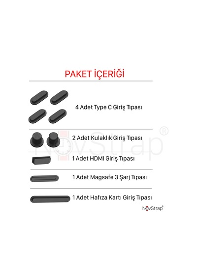 Novstrap Apple Uyumlu MacBook Air Pro İle Giriş Portları İçin Toz Koruma Tıpası Seti 9 Adet