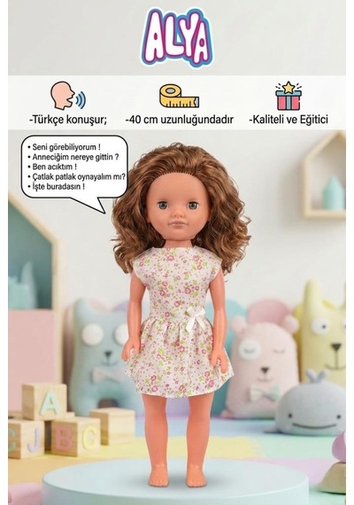 Alya Türkçe Konuşan Etkileşimli Eğitici Oyuncak Bebek 40 Cm Kafası Ve Kolları Et Bebek 42443703