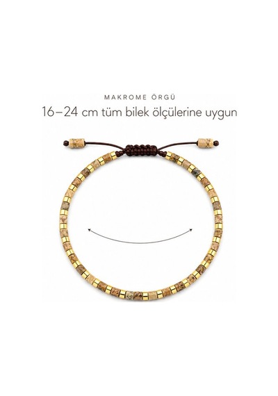Jasper Doğal Taş Makrome Bileklik Ayarlanabilir Unisex Kadın Erkek Gerçek Doğal Taş Bileklik Çok Renkli