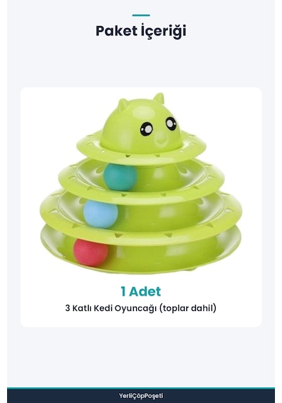 3 Katlı Kedi Oyuncağı - Toplu Döner Kule