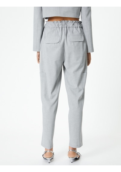 Koton Yüksek Bel Jogger Pantolon Kargo Cepli Gri Melanj 4sak40134uw Gri Melanj