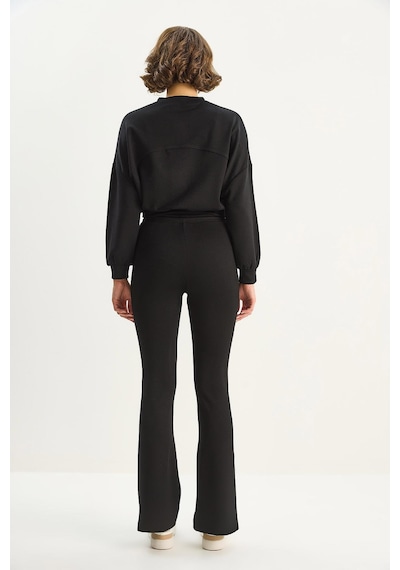 Shade Kadın Yarasa Kol Crop Hırka İspanyol Pantolon Modal Alt-üst Takım 4059 60283731 - Siyah