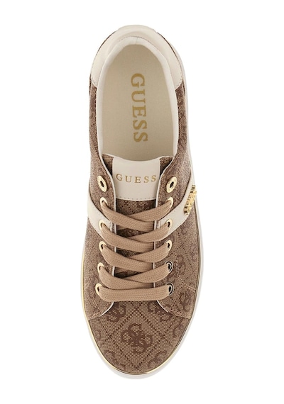 Guess Kadın Britz Monogram Desenli Metalik Detaylı Sneaker - Bej 4221502