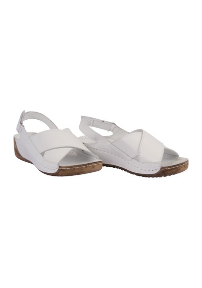 Napa Shoes Hakiki Deri Çapraz Bantlı Arkadan Ayarlı Rahat Taban Dolgu Topuk Kadın Sandalet Napa-311 Beyaz Napa Shoes Hakiki Deri Çapraz Bantlı Arkadan Ayarlı Rahat Taban Dolgu Topuk Kadın Sandalet Napa-311 Beyaz