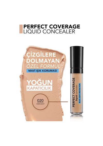 Flormar Perfect Coverage Mavi Işık Korumalı & Hafif Yapılı Likit Kapatıcı 020 Fair/ Light