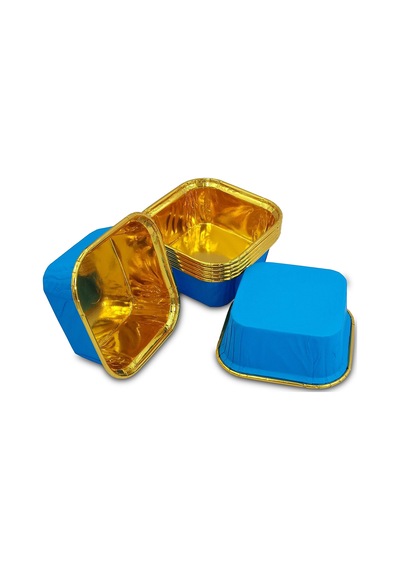 Kafem Muffin Kek Kapsülü Kare Mavi-altın 25li X 5 Paket - K36 Mavi + Altın