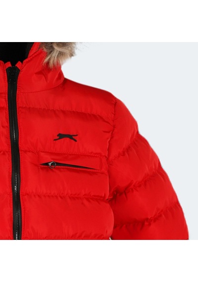 Slazenger CALISTO NEW Çocuk Kapüşonlu Şişme Kırmızı Mont & Kaban