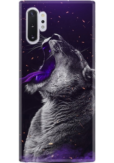Samsung Uyumlu Galaxy Note 10 Plus Kılıf Silikon Purple Leopar 1750