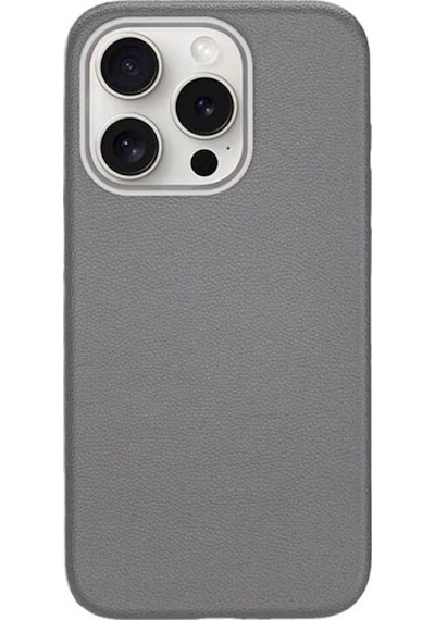 Apple Uyumlu iPhone 15 Pro Max Kılıf Magsafe Destekli Premium Pu Deri Kapak Royal Case/adora Gri