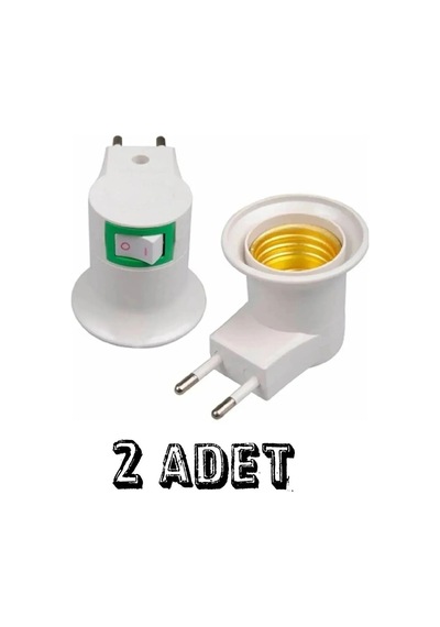 2 Adet Aç - Kapa Anahtarlı E27 Duylu Fiş, E27 Ampul Ve Gece Lambası Takılabilir Anahtarlı Fişli Duy