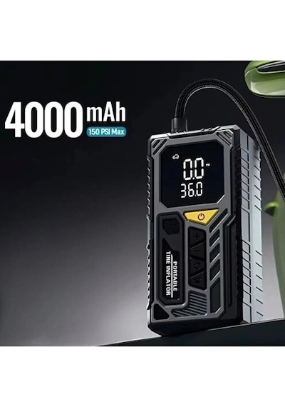 4000mah Ha Kompresörü Powerbank Özellikli Kompresör Araba Bisiklet Top Lastik Şişirme Pompası