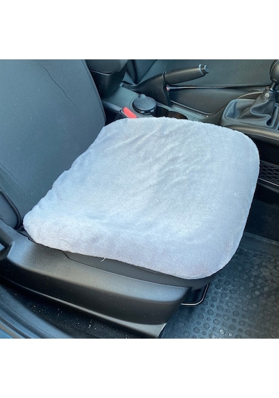 Yumuşak Tüylü Peluş Serme Oto Koltuk Koruyucu Minder Ön Tekli Gri Gri