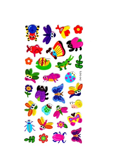 Sticker Kabartmalı Defter Planlayıcı Etiket Ldg042 -17x9 Cm- Renkli Böcekler