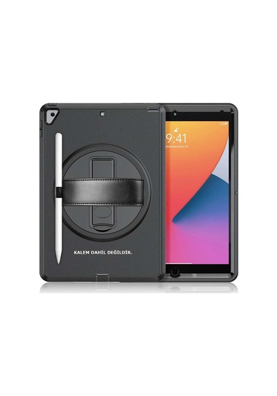 Apple Uyumlu İpad 10.2 7.nesil Kılıf Hand Strap Tablet Kılıfı - Siyah Evimdeyokyok