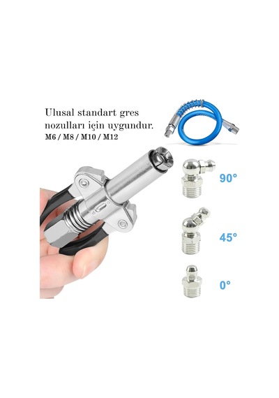 Adjtrade Yeni Nesil Mandallı Gres Pompa Ucu Ve 30cm Hortum Adjnm506