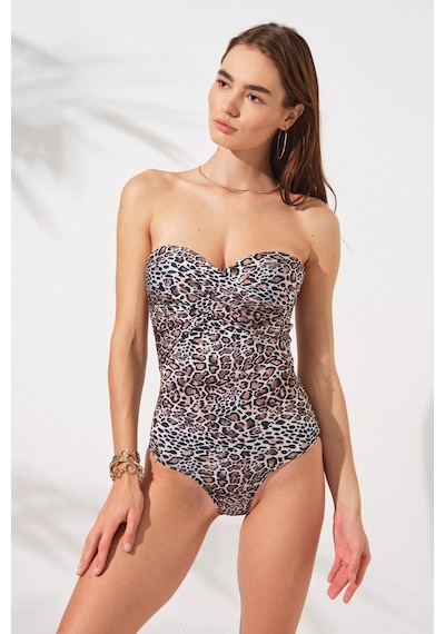 Pierre Cardin Bandy Kaplı Straplez Mayo Leopar 231132-d Çok Renkli