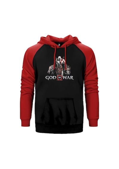 God Of War Kratos Lion Kırmızı Renk Reglan Kol Kapşonlu Sweatshirt Kırmızı