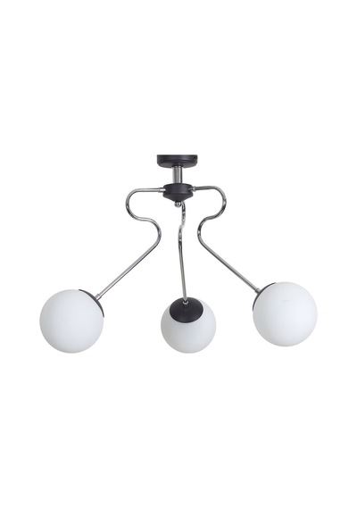 Dominik 3 Lü Krom Kollu-siyah Metal Gövde Beyaz Camlı Tasarım... Krom