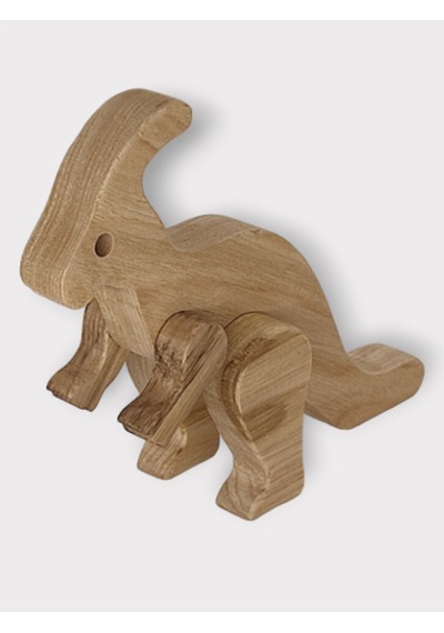Cwwtoys Bumpy Boyasız Ahşap Dinozor Oyuncağı, Masif Kayın, 18 Ay+