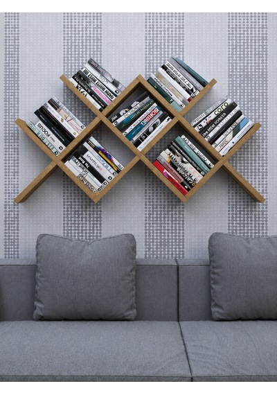 Çapraz Kitaplık Mdf Ceviz