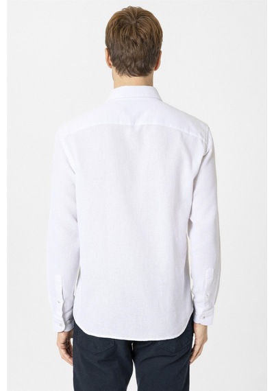 Süvari Ekru Slim Fit Desenli Klasik Yaka Gömlek