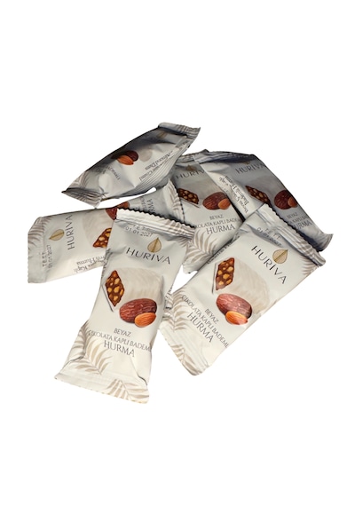 Huriva Beyaz Çikolatalı Bademli Hurma Barı 500 G