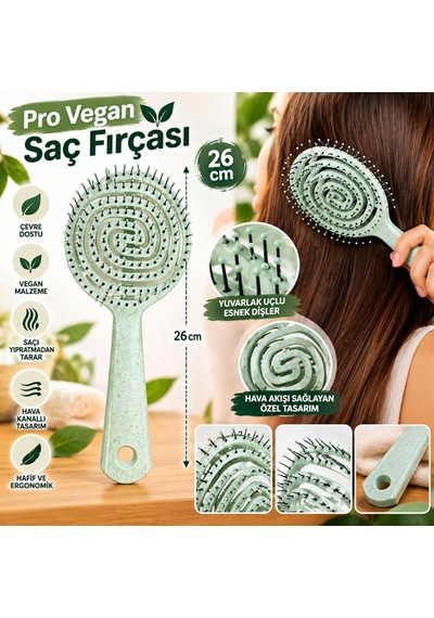 Pro Vegan Saç Fırçası 26 Yeşil