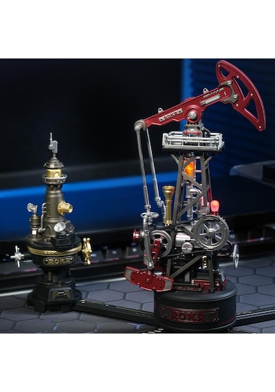 Rokr Cgl03 Oil Extractor Dıy Mechanical 3d Puzzle Maket Model Seti 3d Model Kit Detaylı Dekoratif Hobi Seti Hareketli Ve Işıklı