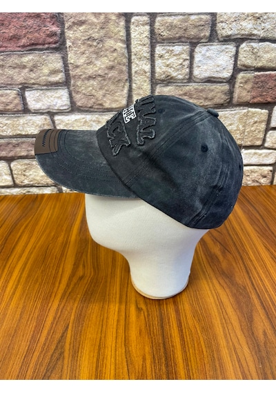 Hamze Original Black Logo Vintage Eskitme Yıkamalı Beyzbol Cap Şapka Siyah
