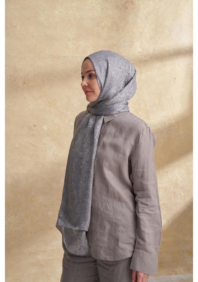 Armanda Jose Jakar Ethnic Desen Şal- 3303 Koyu Gri