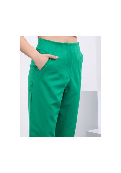 Winmoda34 Kadın Pensli Havuç Kumaş Pantolon Yeşil