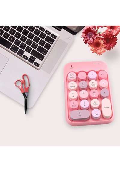 Renkli Daktilo Tarzı Vintage Kablosuz Wıreless Numeric Keypad 18 Tuşlu Sayısal Klavye Numpad