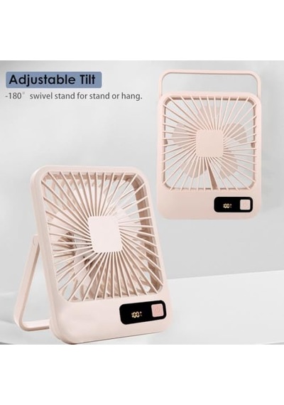 Küçük Masa Fanı, Taşınabilir Usb Şarj Edilebilir, 2000mah Pil Ve Lcd Ekranlı Eğilebilir Katlanabilir Kişisel M