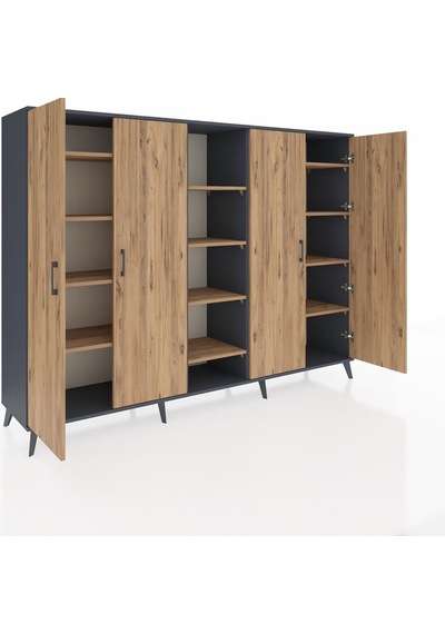 Hyperion Dolap 12 Raflı 4 Kapaklı 220x44x163 Antrasit-çam Atlas Çam - Antrasit Hyperion Dolap 12 Raflı 4 Kapaklı 220x44x163 Antrasit-çam Atlas Çam - Antrasit