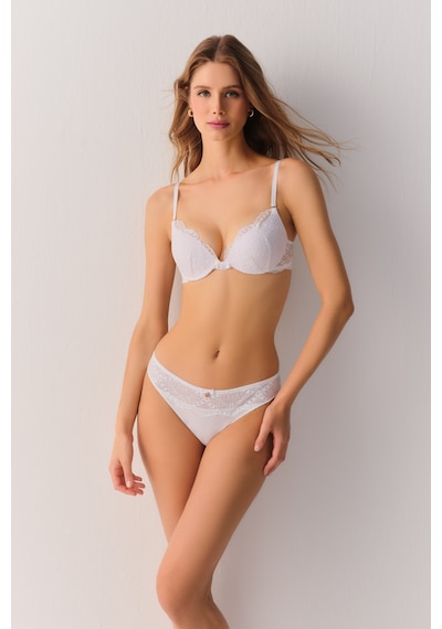 Suwen Lace Deluxe Dantelli Slip Külot Sw4053101 Beyaz